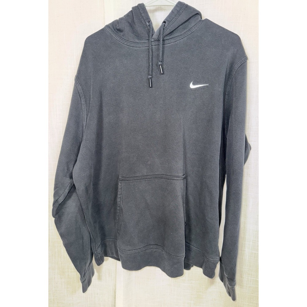 Men's Nike Xxl 2xl Black Hoodie Hooded Sweatshirt Black White Swoosh Cotton